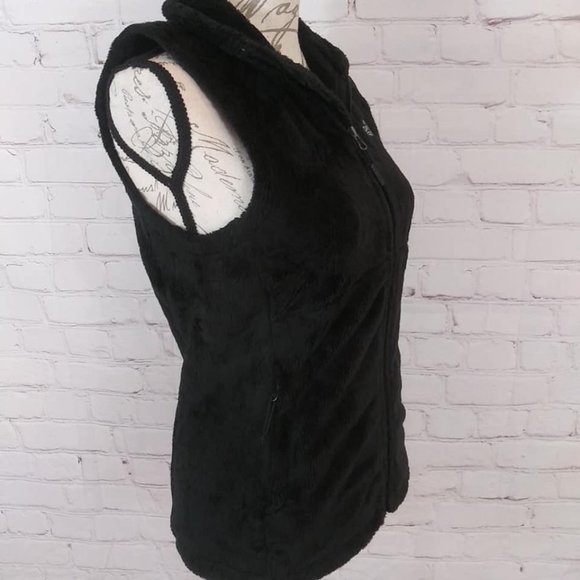 North Face Black Furry Fuzzy Fleece Vest Sz XS - Picture 3 of 8